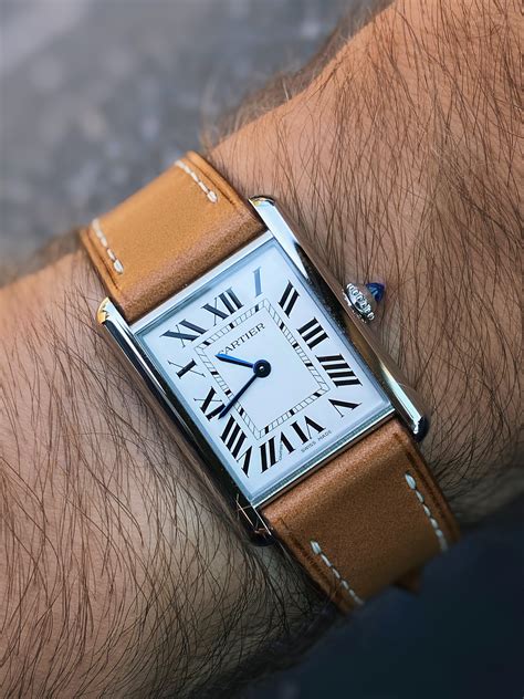 leather strap for cartier tank|cartier tank must leather strap.